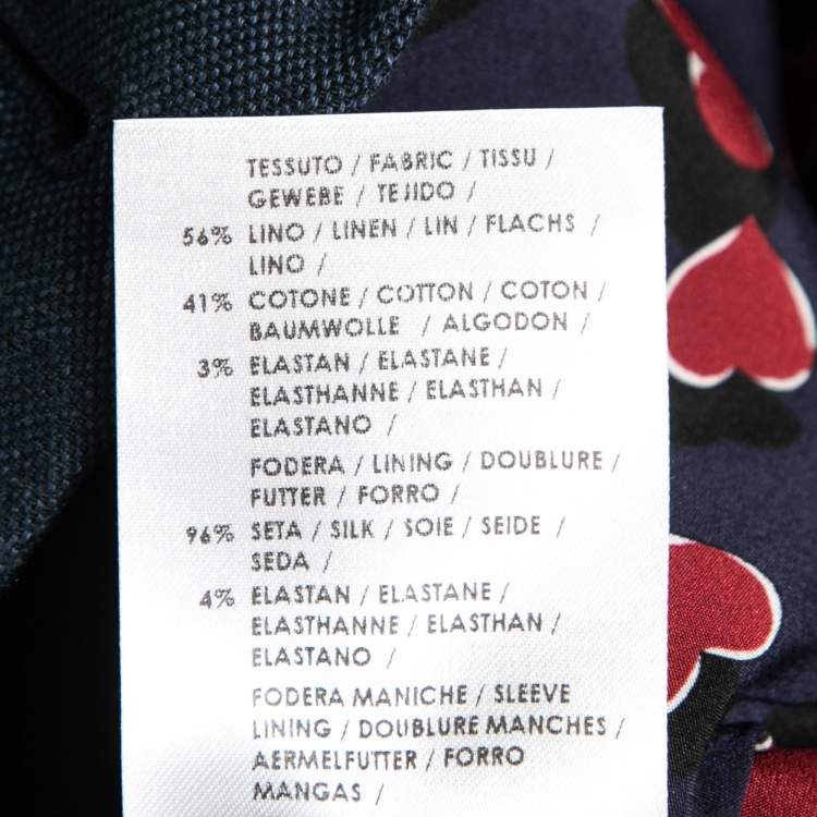 Pre Owned Gucci Navy Blue Linen Pant Suit M 