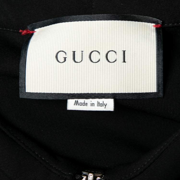 Pre Owned Gucci Black Stretch Jersey Sylvie Web Trim Ruffled Dress XL