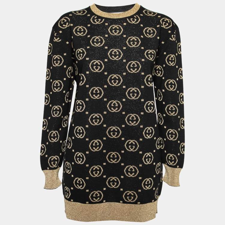 Gucci Black Jacquard Wool Crew Neck Sweater M Gucci The Luxury Closet