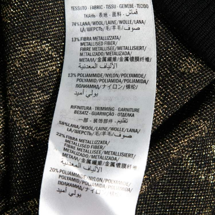 Pre Owned Gucci Black Jacquard Wool Crew Neck Sweater M