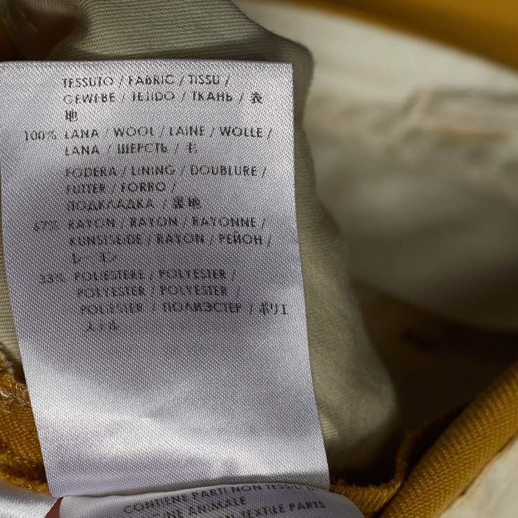 Pre Owned Gucci Yellow Ochre Wool Slim Fit Pants M/Waist - 34"