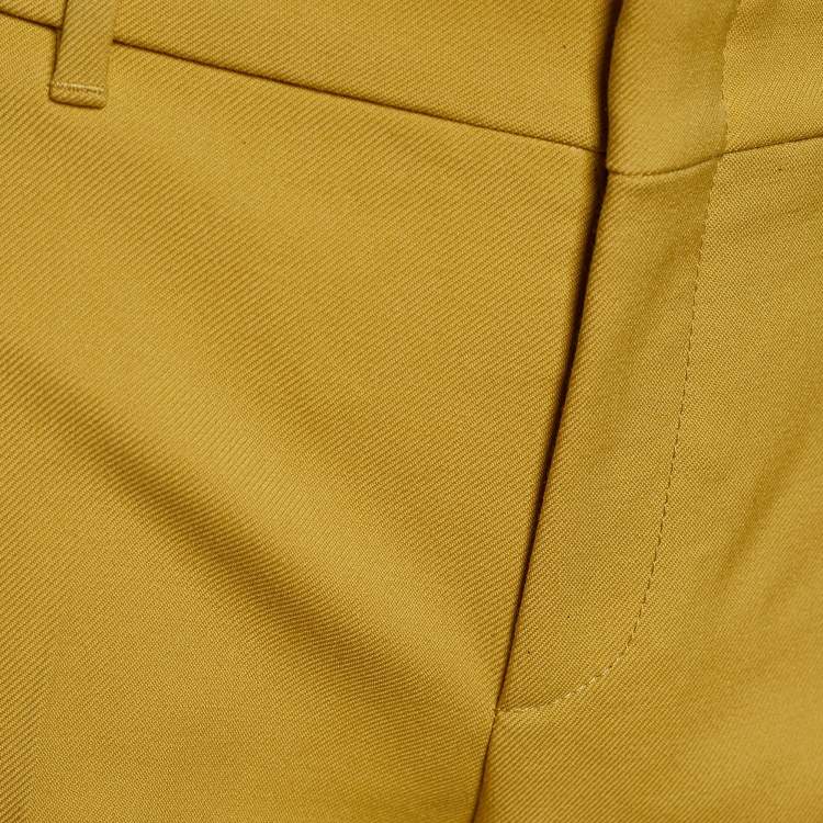 Pre Owned Gucci Yellow Ochre Wool Slim Fit Pants M/Waist - 34"
