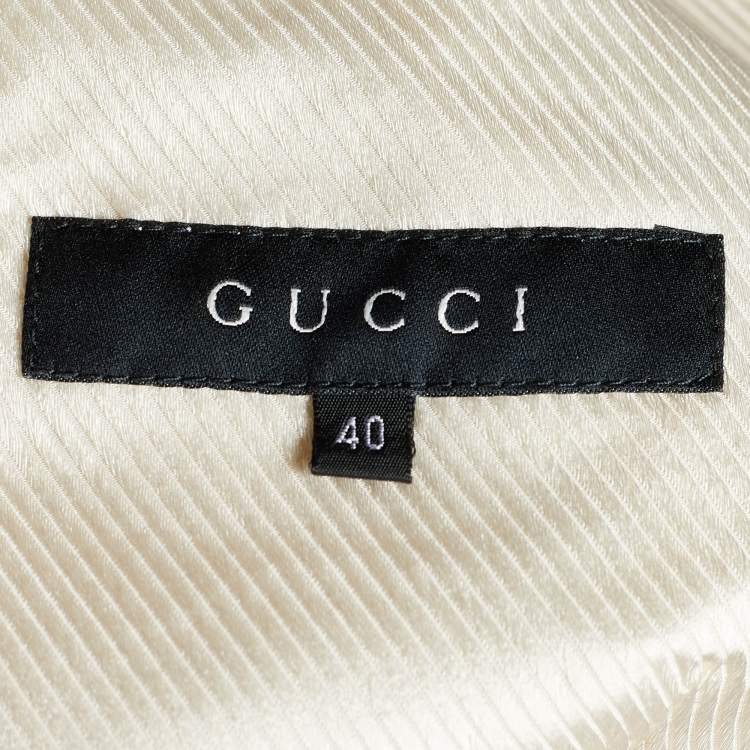 Pre Owned Gucci Cream Cotton & Silk Pleat Detail Blazer S