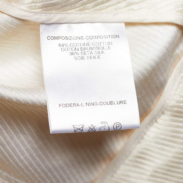 Pre Owned Gucci Cream Cotton & Silk Pleat Detail Blazer S
