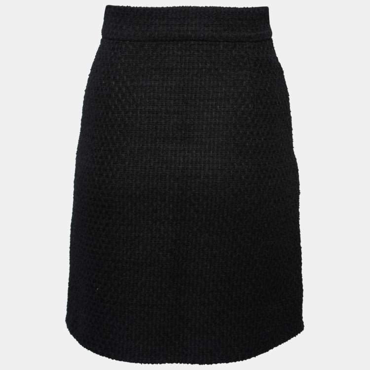 Pre Owned Gucci Black Tweed A-Line Short Skirt S