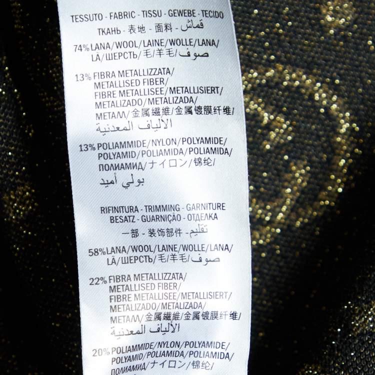 Pre Owned Gucci Black & Gold Lurex Knit Wool GG Button Front Cardigan XS