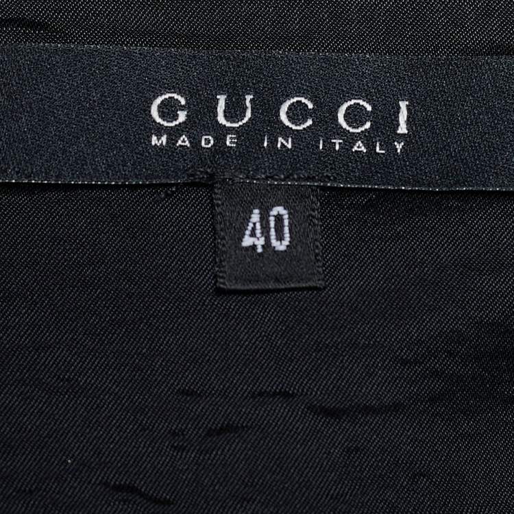 Pre Owned Gucci Black Cady Ruched Belt Detail Knee-Length Skirt S