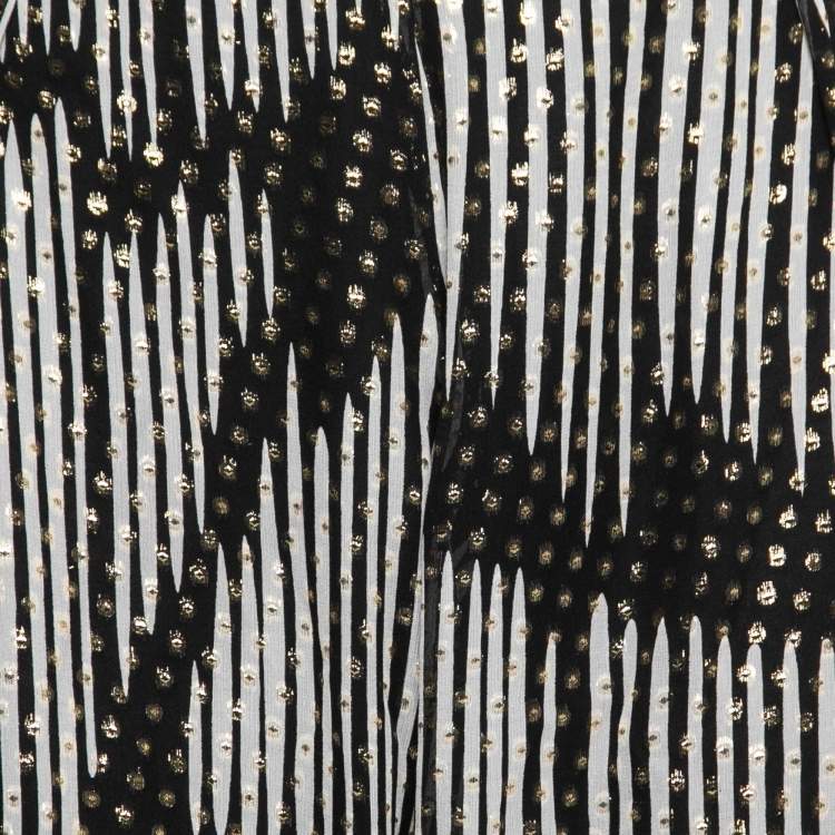 Pre Owned Gucci Black Monochrome Lurex Polka Dot Silk Pants M