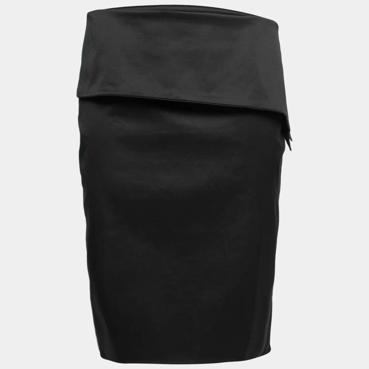 Pre Owned Gucci Black Cotton Overlay Detail Skirt M