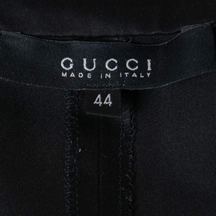 Pre Owned Gucci Black Cotton Overlay Detail Skirt M