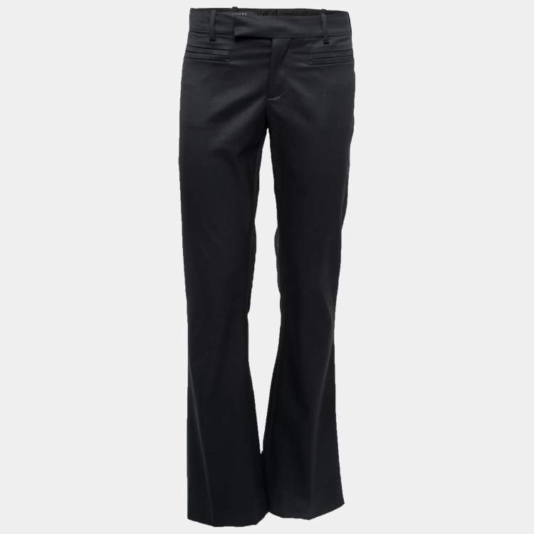 Pre Owned Gucci Black Silk Bootcut Leg Trousers M