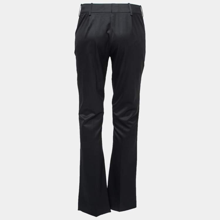 Pre Owned Gucci Black Silk Bootcut Leg Trousers M