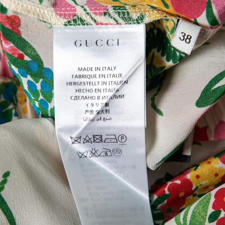 Pre Owned Gucci Multicolor Floral Print Silk Elastic Waist Pants S