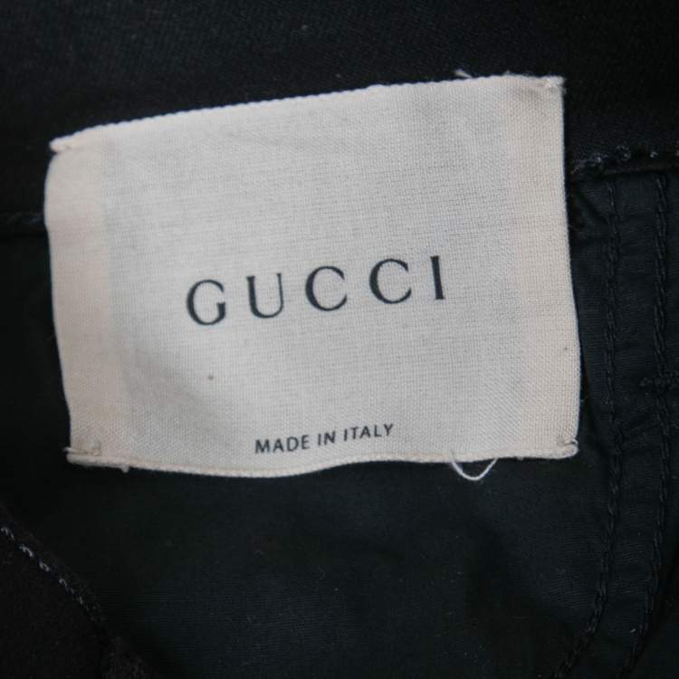 Pre Owned Gucci Black Stretch Denim Floral Embroidered Skinny Jeans S Waist 27"