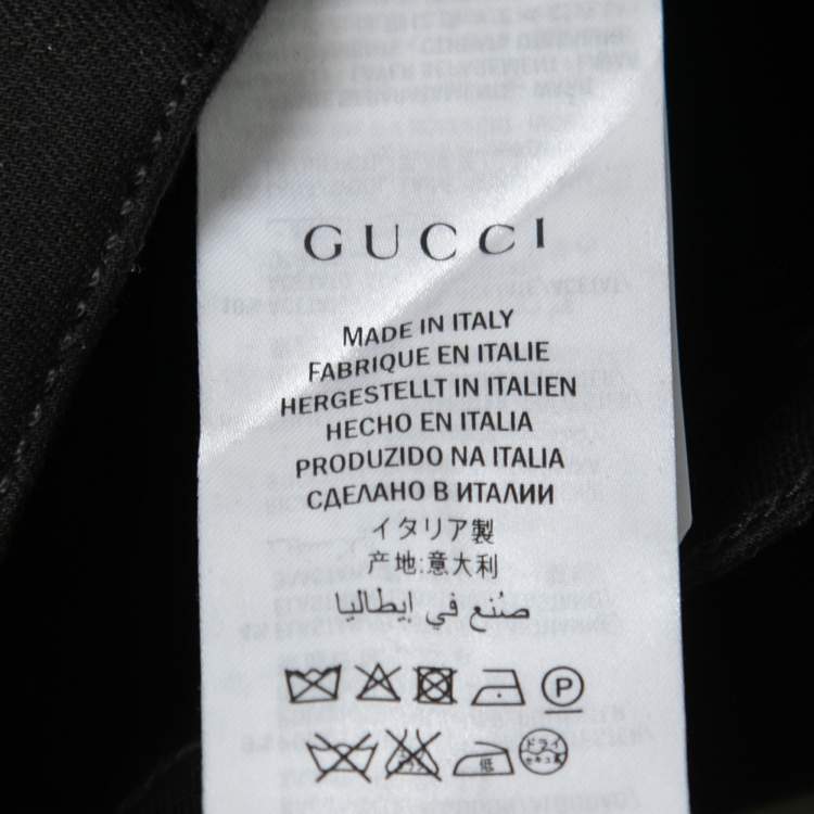 Pre Owned Gucci Black Stretch Denim Floral Embroidered Skinny Jeans S Waist 27"