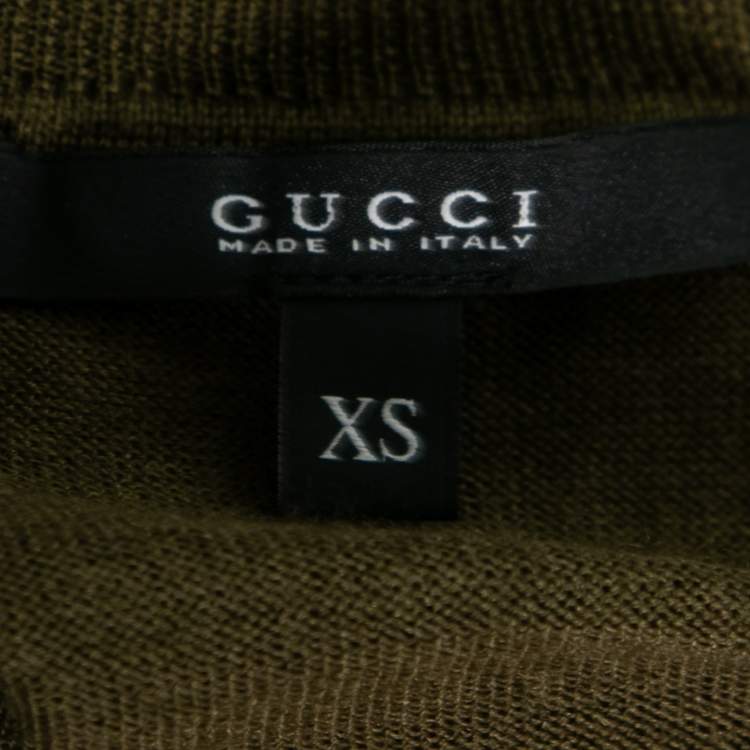 Pre Owned Gucci Olive Green Knit Lace Trimmed Sleeveless Tank Top XS