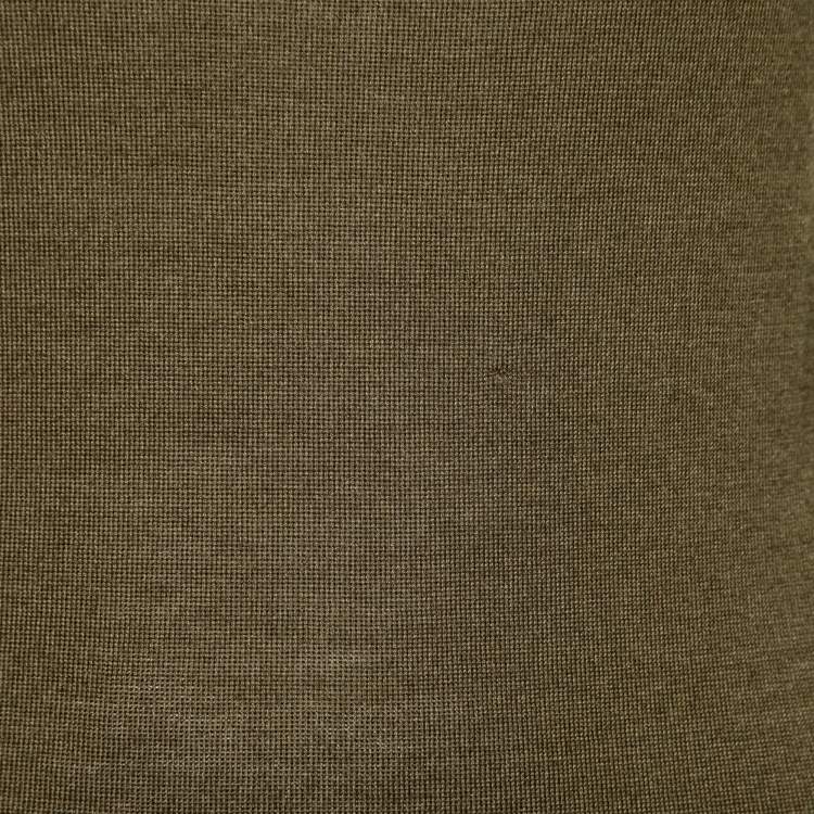 Pre Owned Gucci Olive Green Knit Lace Trimmed Sleeveless Tank Top XS