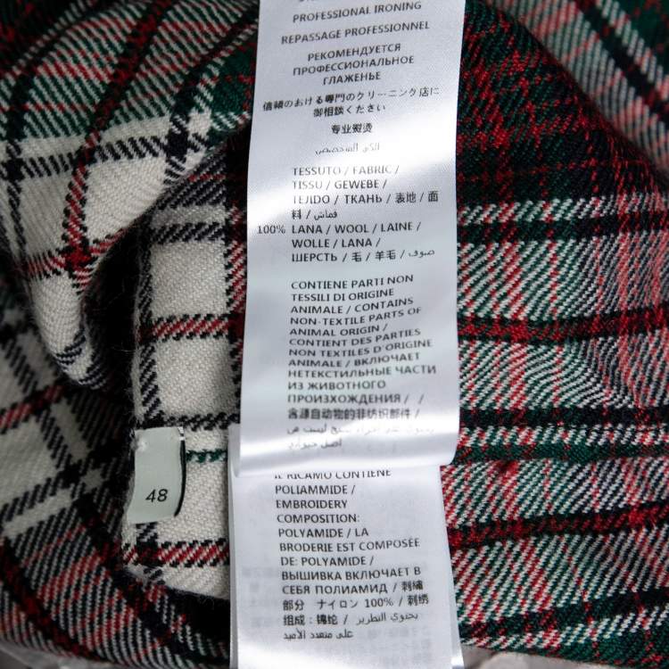 Pre Owned Gucci Red Checked Flannel Logo Embroidered Button Front Shirt L
