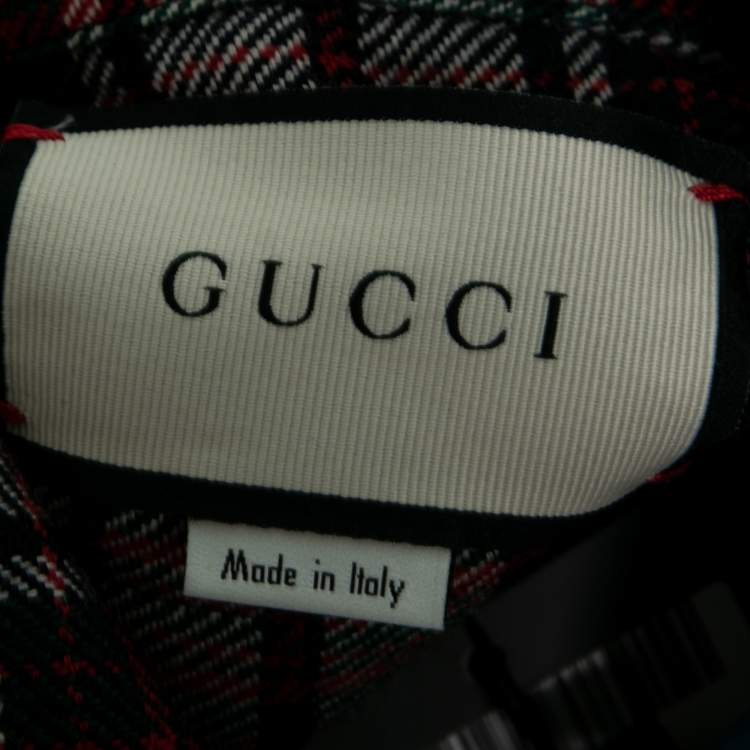 Pre Owned Gucci Red Checked Flannel Logo Embroidered Button Front Shirt L