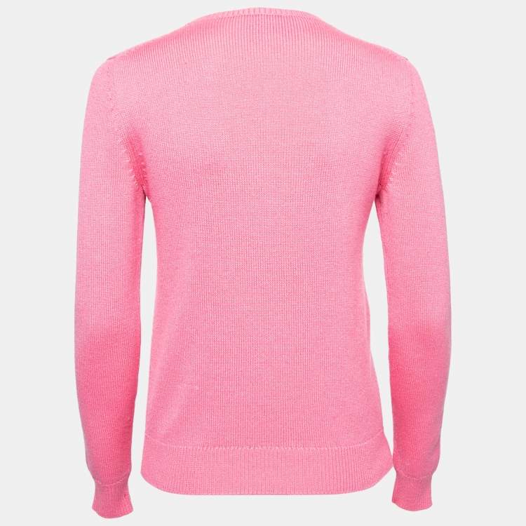 Pre Owned Gucci Pink Cashmere Embroidered Sweater S 