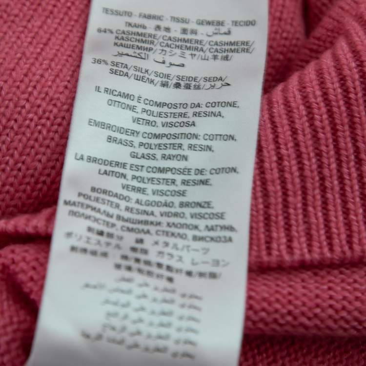 Pre Owned Gucci Pink Cashmere Embroidered Sweater S 
