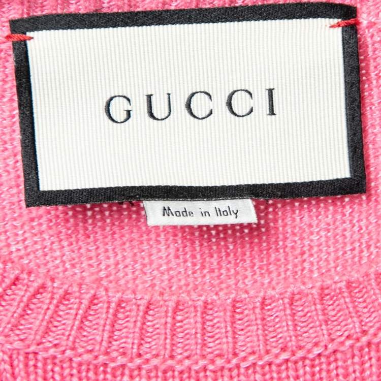 Pre Owned Gucci Pink Cashmere Embroidered Sweater S 