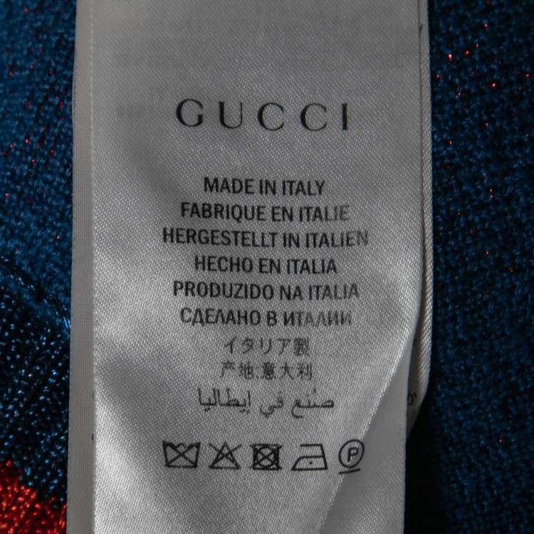 Pre Owned Gucci Blue GG Lurex jacquard Wool Round Neck Jumper L