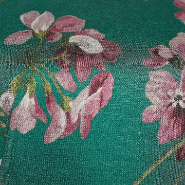 Pre Owned Gucci Green Blooms Print Modal Knit Trim Sweatshirt S