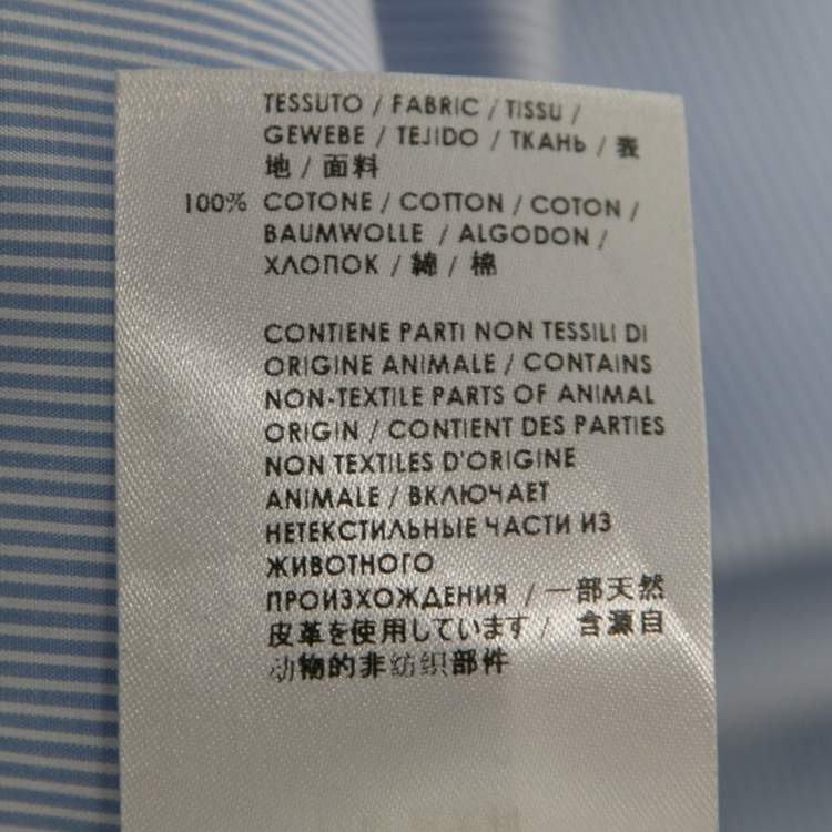 Pre Owned Gucci Blue Striped Cotton Contrast Paneled Long Sleeve Shirt L