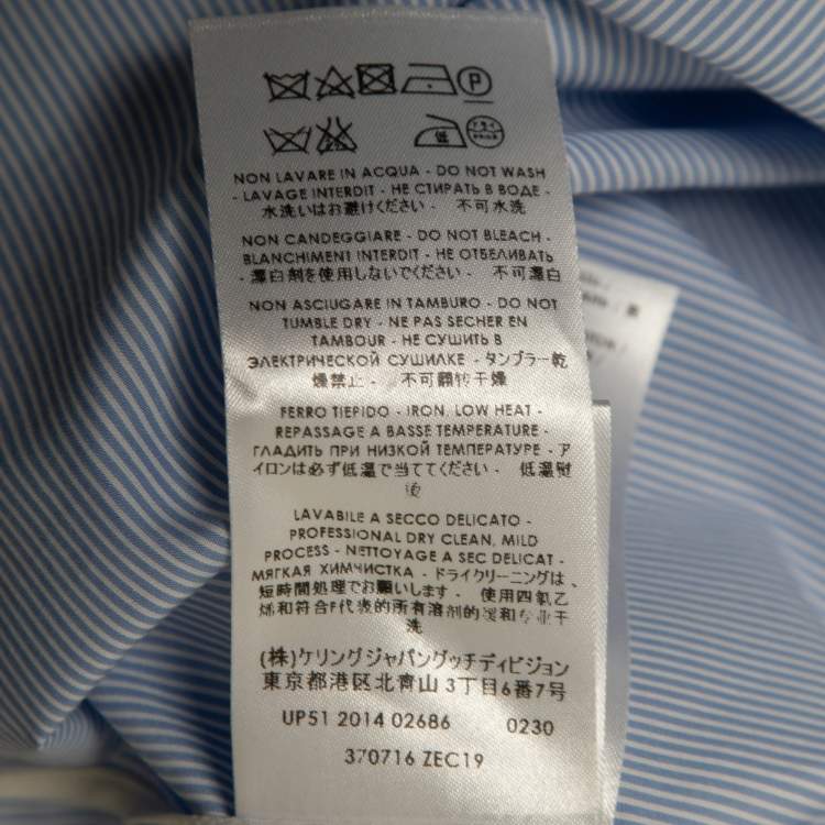 Pre Owned Gucci Blue Striped Cotton Contrast Paneled Long Sleeve Shirt L
