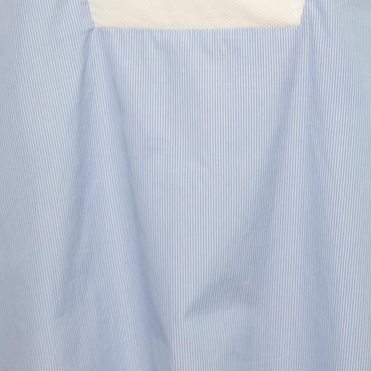 Pre Owned Gucci Blue Striped Cotton Contrast Paneled Long Sleeve Shirt L