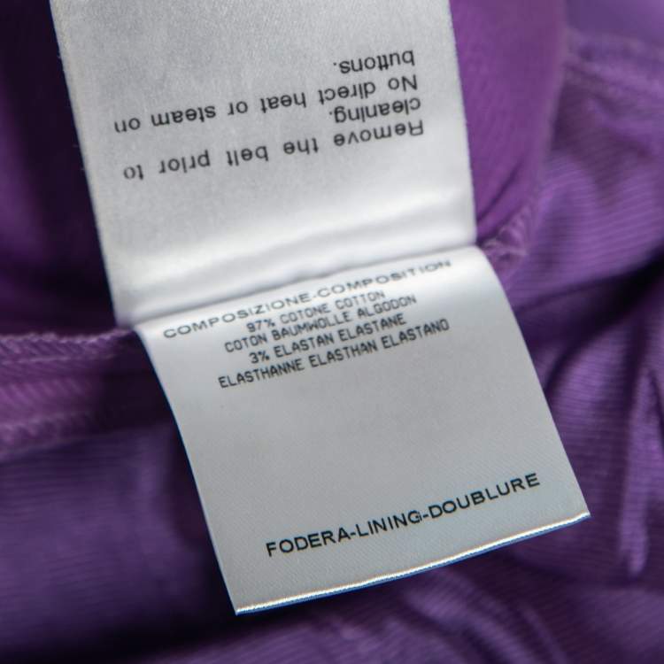 Pre Owned Gucci Purple Cotton Belted Trousers M   