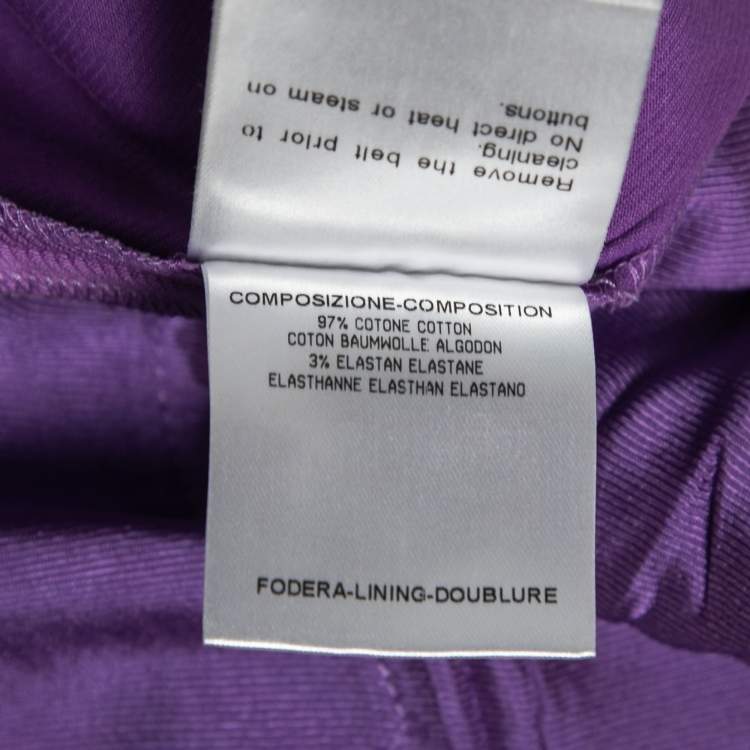 Pre Owned Gucci Purple Cotton Belted Trousers M   