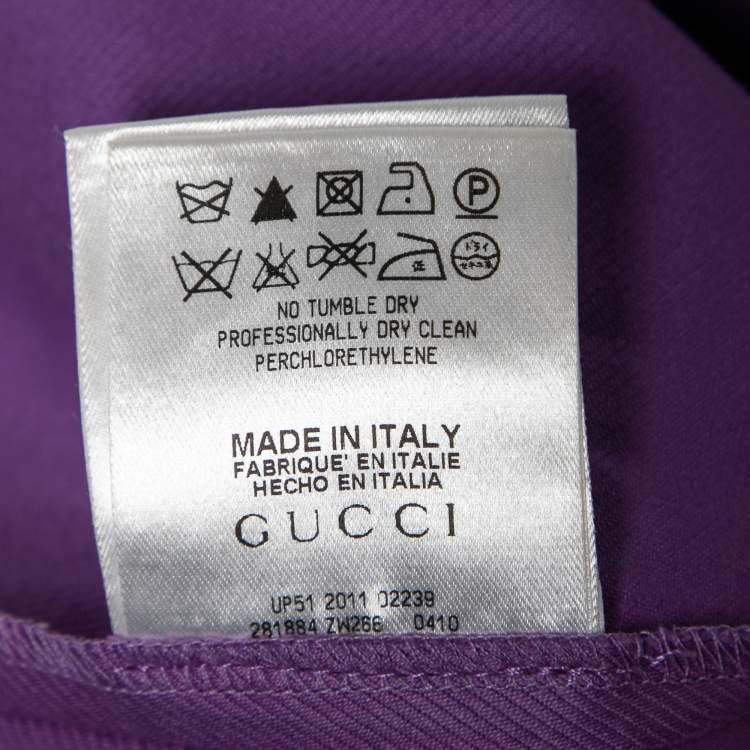 Pre Owned Gucci Purple Cotton Belted Trousers M   