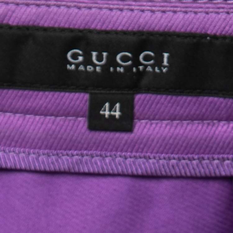 Pre Owned Gucci Purple Cotton Belted Trousers M   