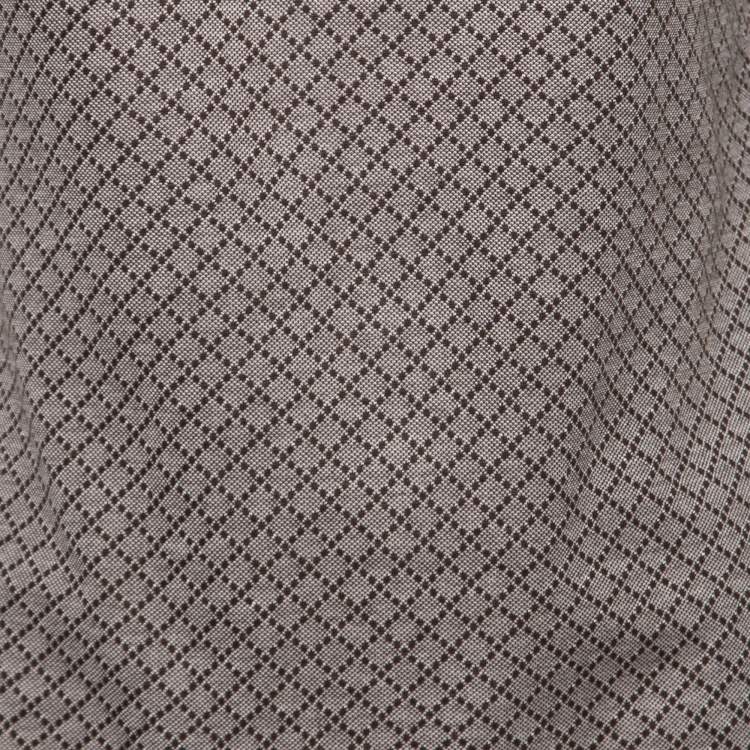 Pre Owned Gucci Brown Patterned Cotton Pique Short Sleeve Polo T-Shirt L