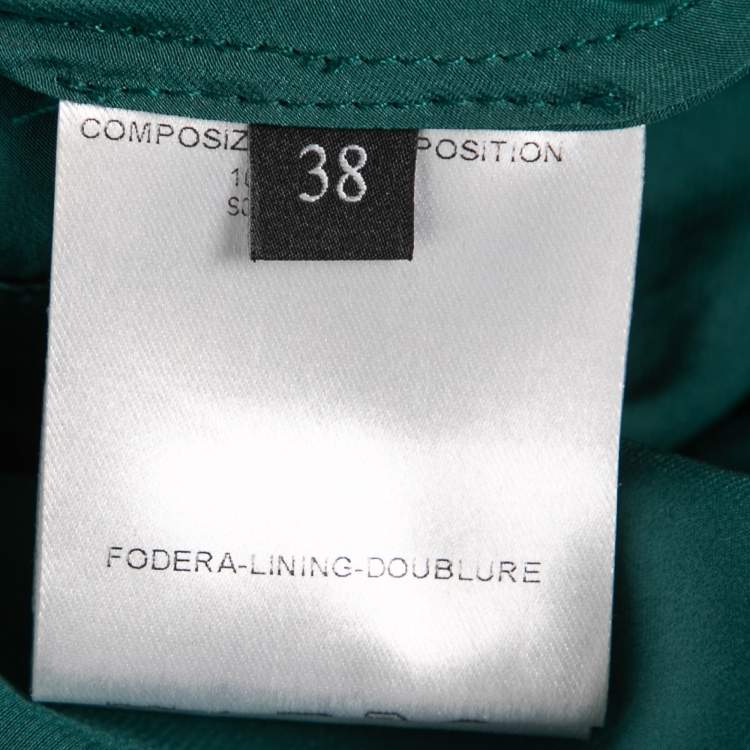 Pre Owned Gucci Green Silk Satin Draped Maxi Dress S