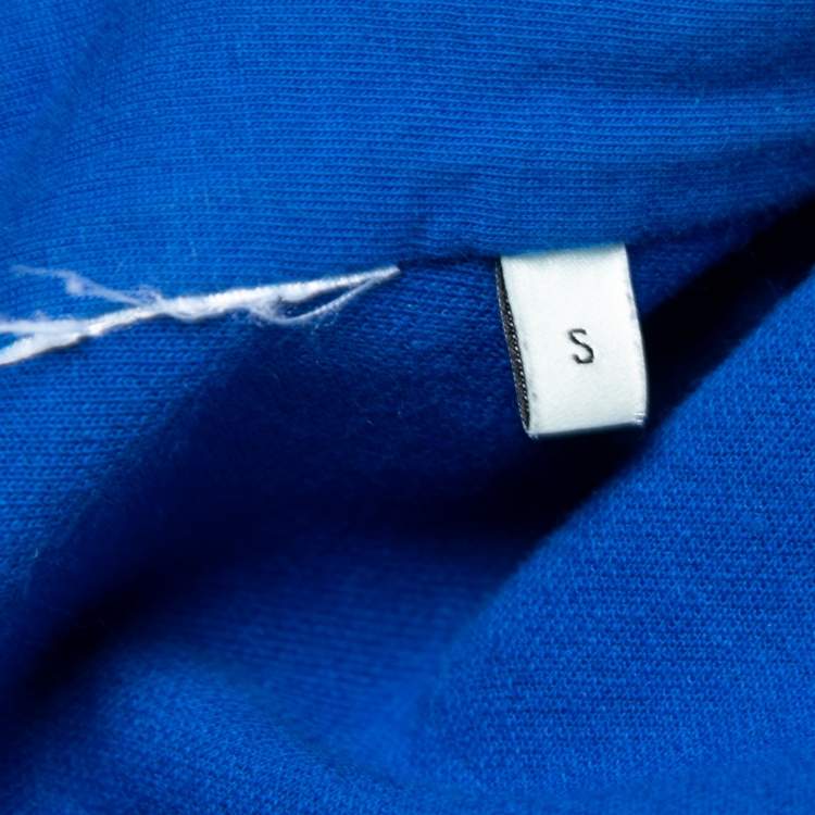 Pre Owned Gucci Blue Knit Guccy-Embroidered Cropped Zip-Front Jacket S   