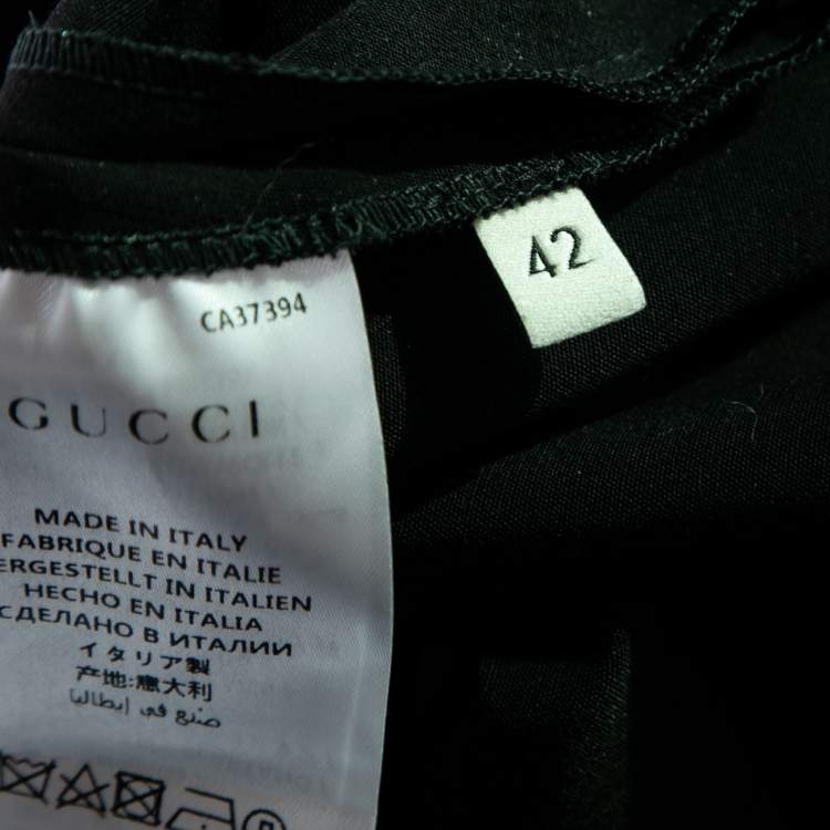Pre Owned Gucci Black Stretch-Knit Contrast Trim Bow-Detail Skinny Pants M 