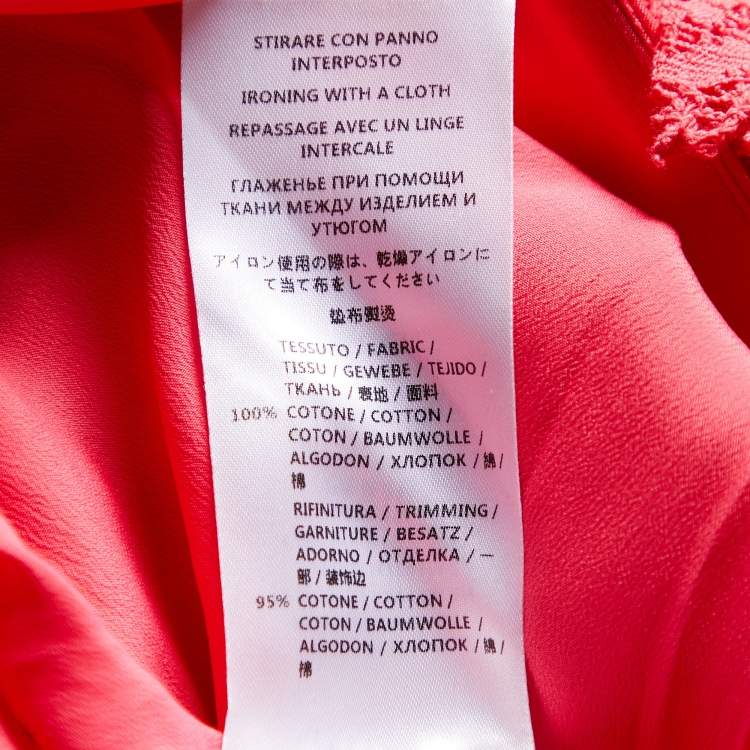 Pre Owned Gucci Pink Lace Ruffle Detail Button Front Dress M
