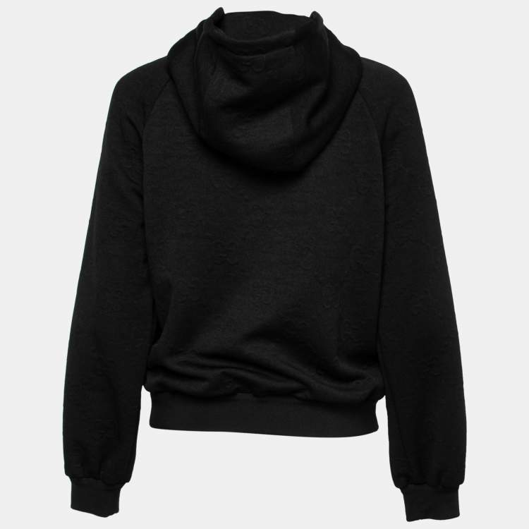 Pre Owned Gucci Black GG Jacquard Jersey Zip-Front Jacket XS