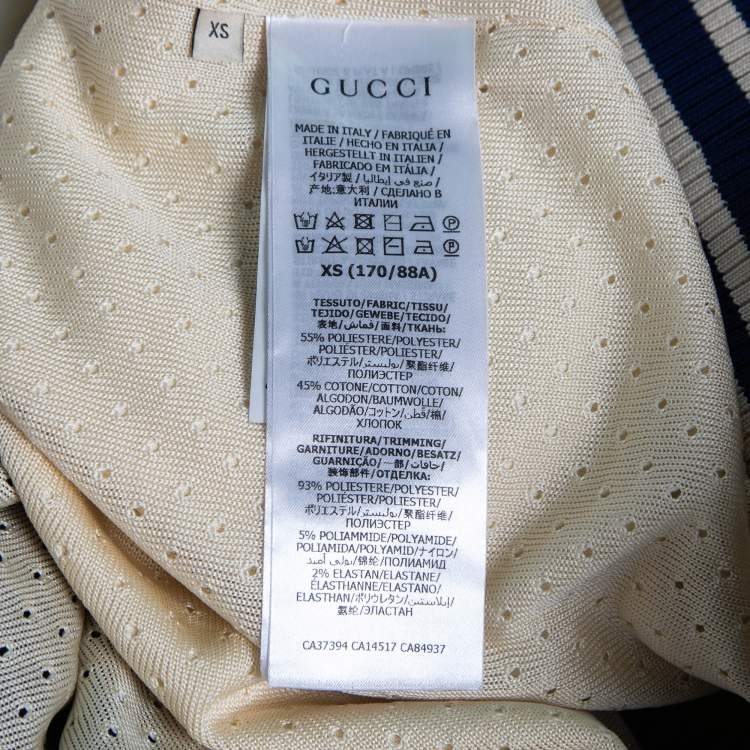 Pre Owned Gucci Cream Knit Web Stripe Trimmed Zip Front Jacket XS