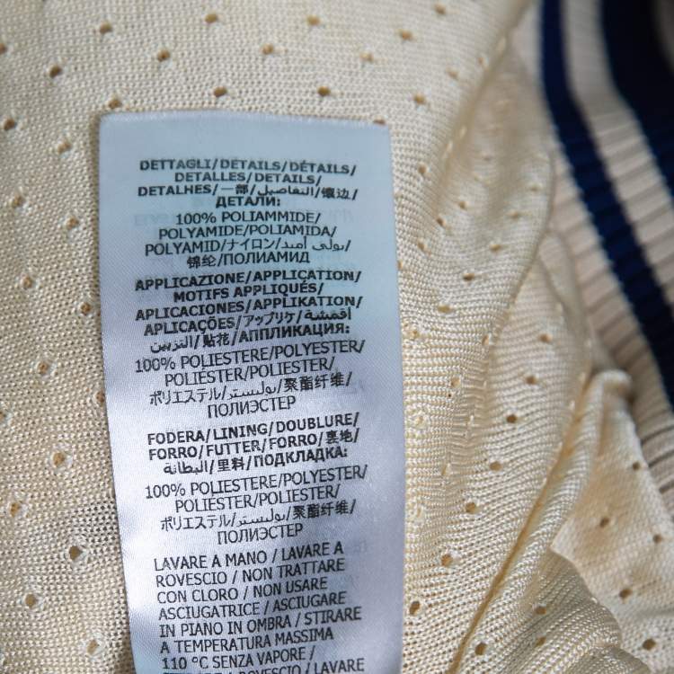 Pre Owned Gucci Cream Knit Web Stripe Trimmed Zip Front Jacket XS