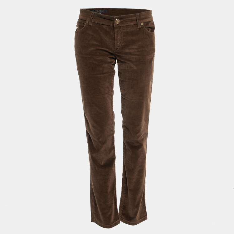 Pre Owned Gucci Brown Corduroy Straight-Leg Jeans M Waist 32"