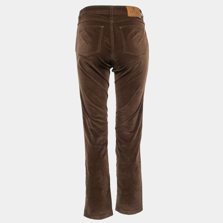 Pre Owned Gucci Brown Corduroy Straight-Leg Jeans M Waist 32"