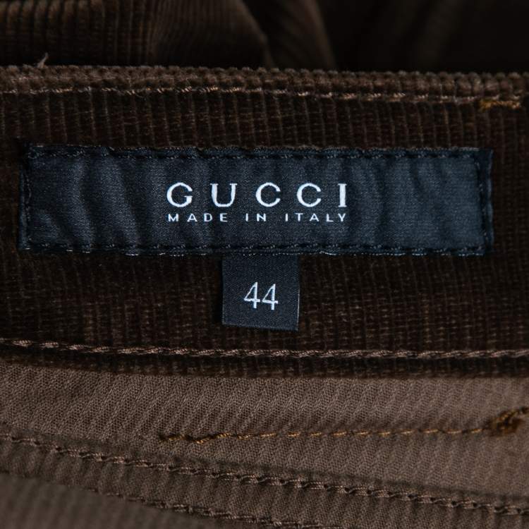 Pre Owned Gucci Brown Corduroy Straight-Leg Jeans M Waist 32"