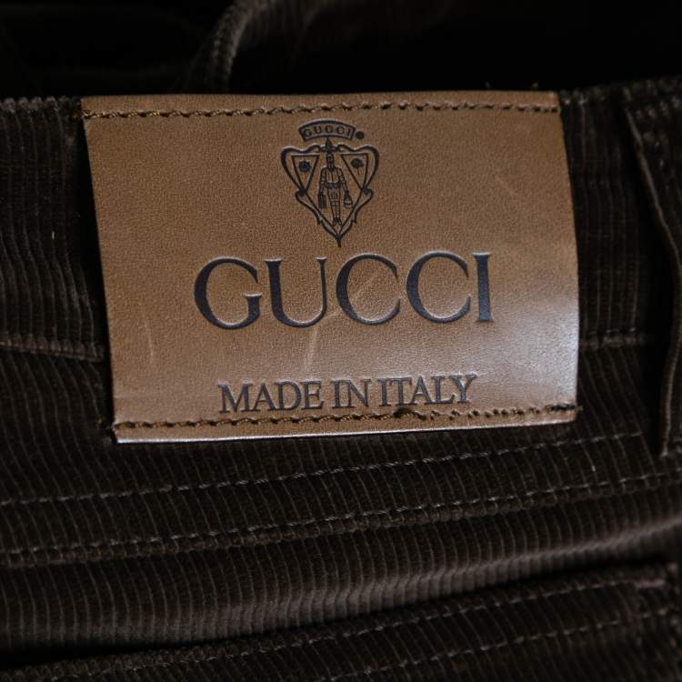Pre Owned Gucci Brown Corduroy Straight-Leg Jeans M Waist 32"
