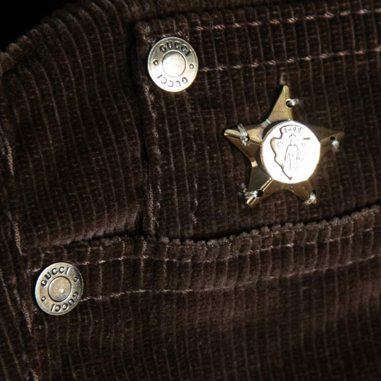 Pre Owned Gucci Brown Corduroy Straight-Leg Jeans M Waist 32"