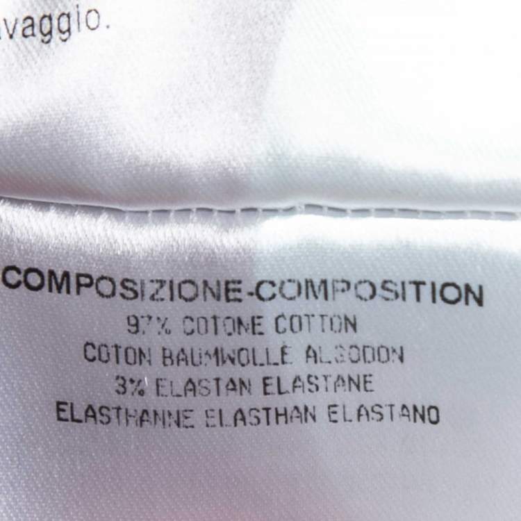 Pre Owned Gucci White Striped Printed Cotton Bow-Button Detail Shirt M