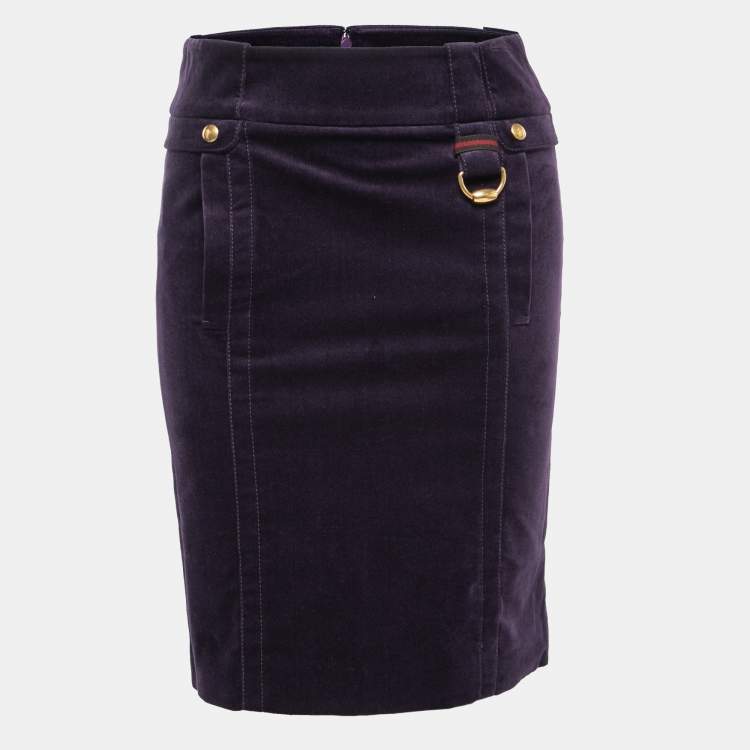 Pre Owned Gucci Purple Velvet Knee-Length Pencil Skirt S